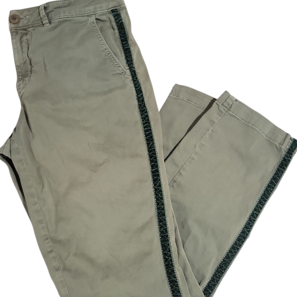 Chino By Anthropologie Women's Relaxed Chino Trouser Pant Size 28 Green Raceing - Picture 2 of 16